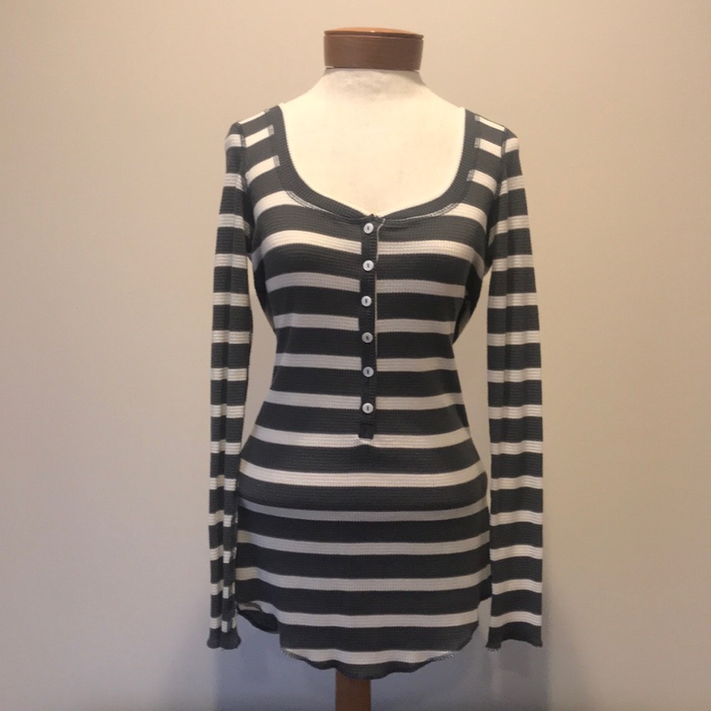 Juicy Couture thermal striped Henley